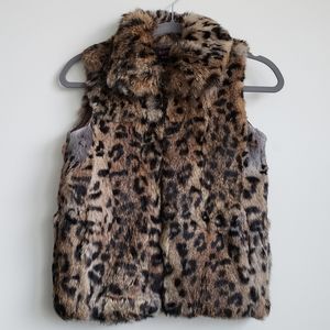 Surell Kids Rabbit Fur Animal Print Vest
